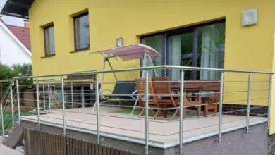 Wooden deck with railing