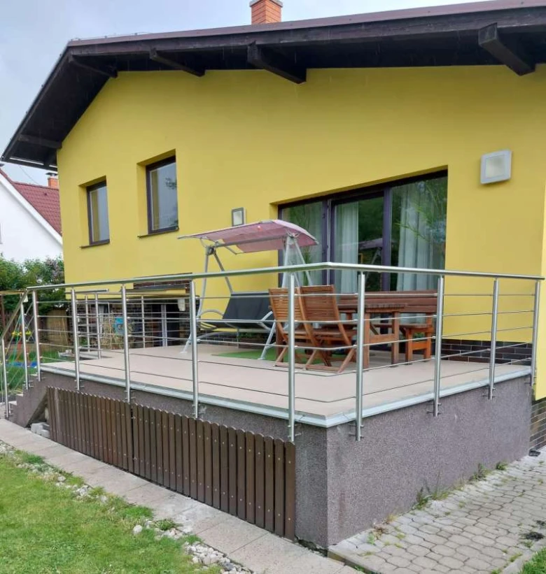 Wooden deck with railing