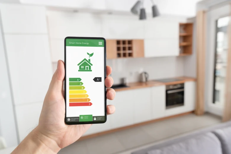 Smart home energy app on phone screen