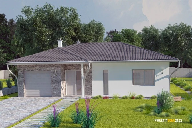 Moderní jednopatrový dům s garáží a zahradou