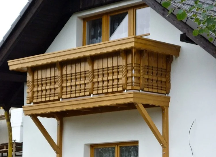 Wooden balcony on house
