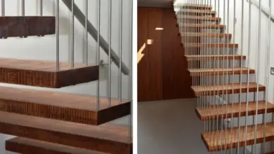 Modern wooden staircase