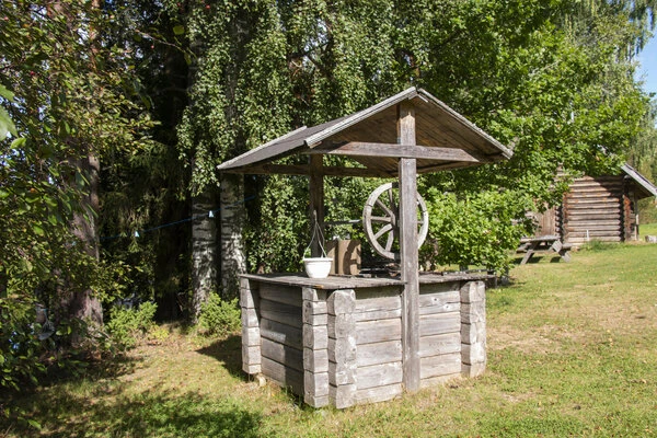 Wooden garden well