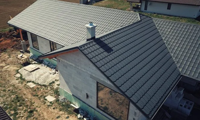 House under construction roof