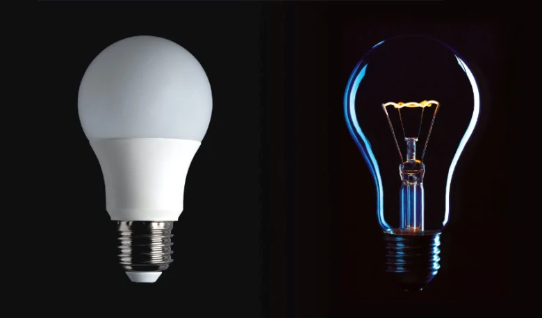Led and incandescent bulbs comparison