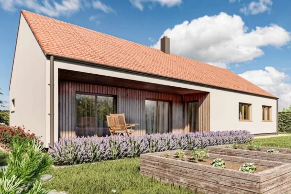 Modern single-story house with garden