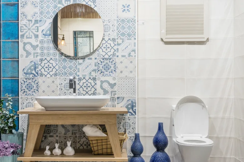 Bathroom with tiles and sink