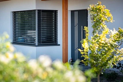 House with exterior shutters