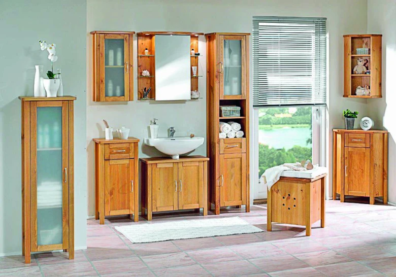 Wooden bathroom furniture set