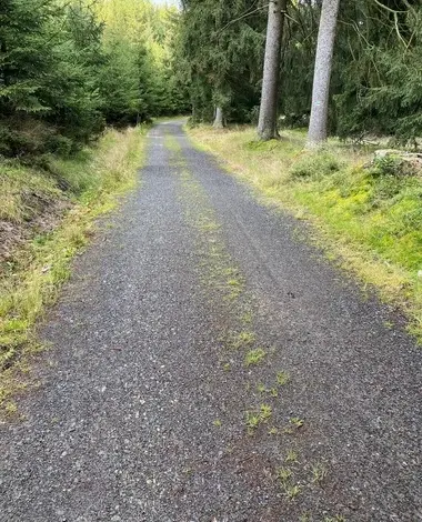 Mlatový chodník v lese pro cyklisty i pěší.